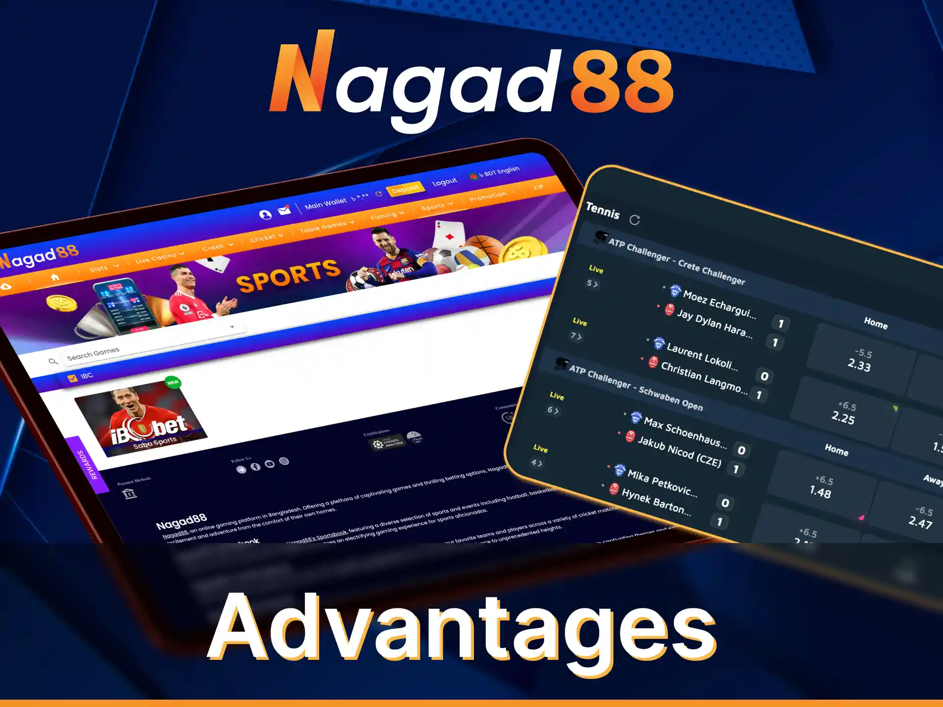 Get best conditions for Nagad88 online tennis betting.